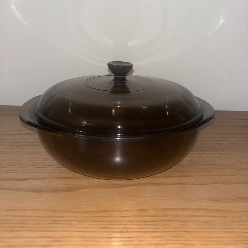Elegant Brown Glass Cookware with Lid